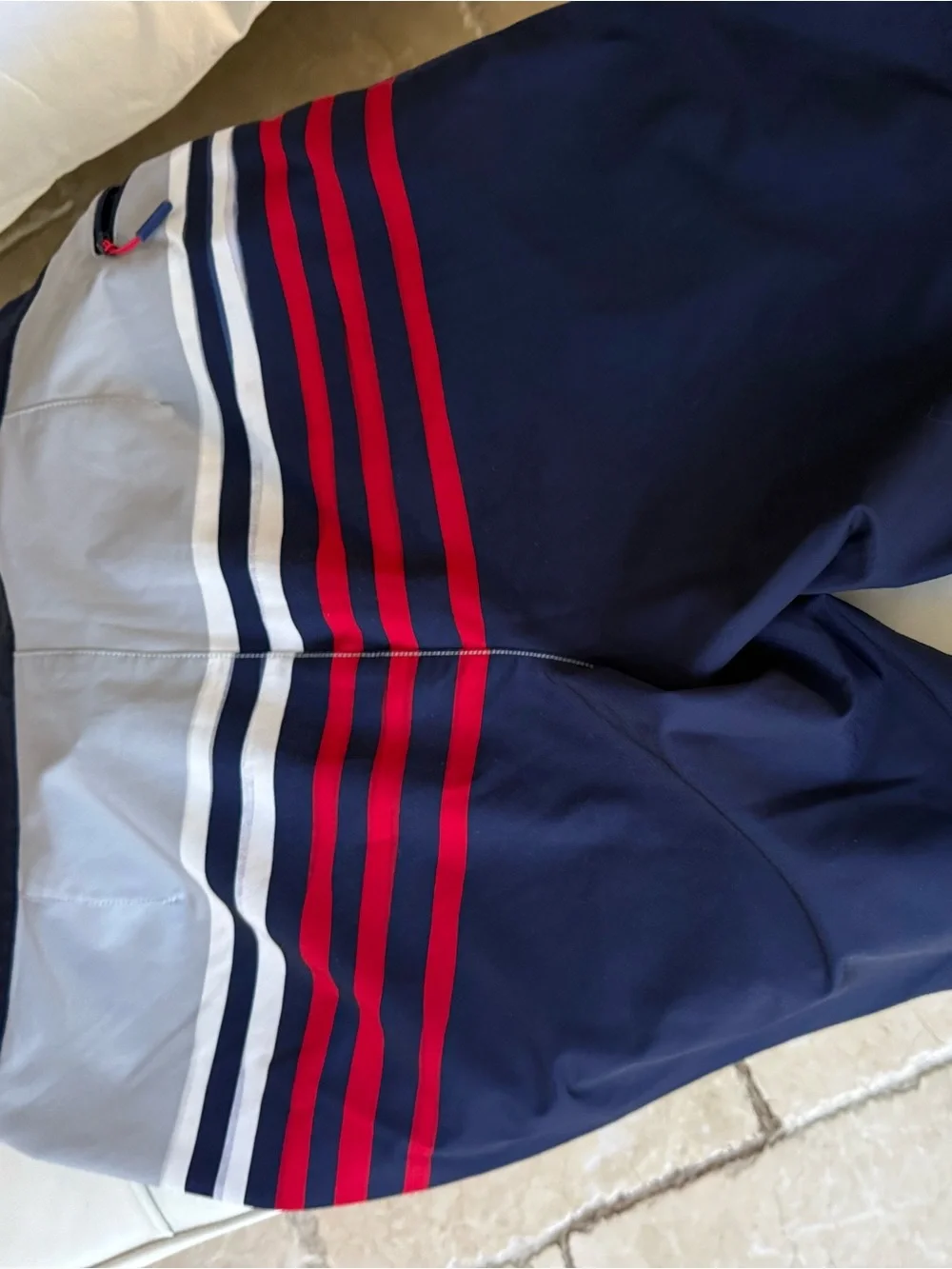 Vineyard Vines Navy Athletic Shorts with Red & White Stripe Detail